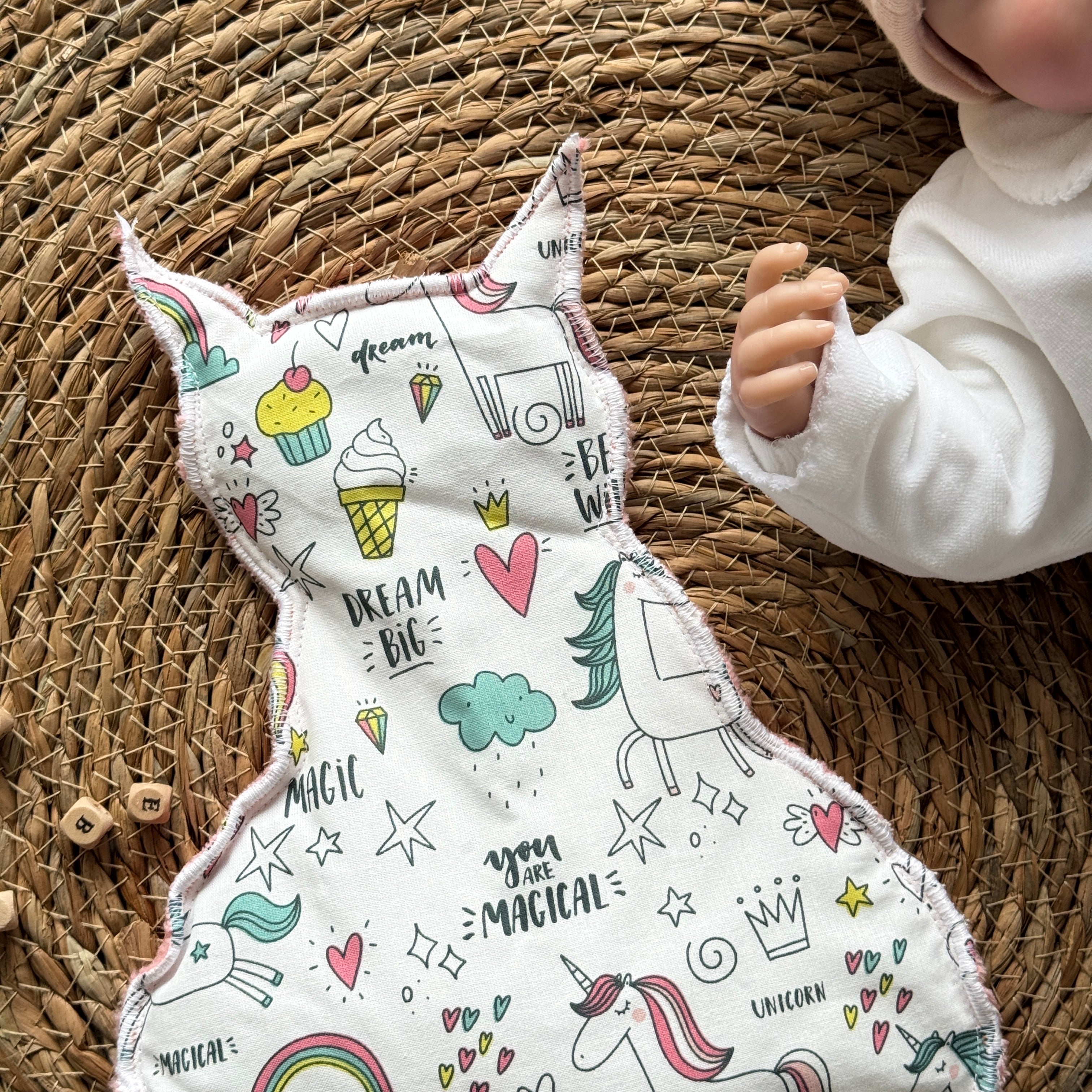 Bouillotte Chat licorne saumon/blanc