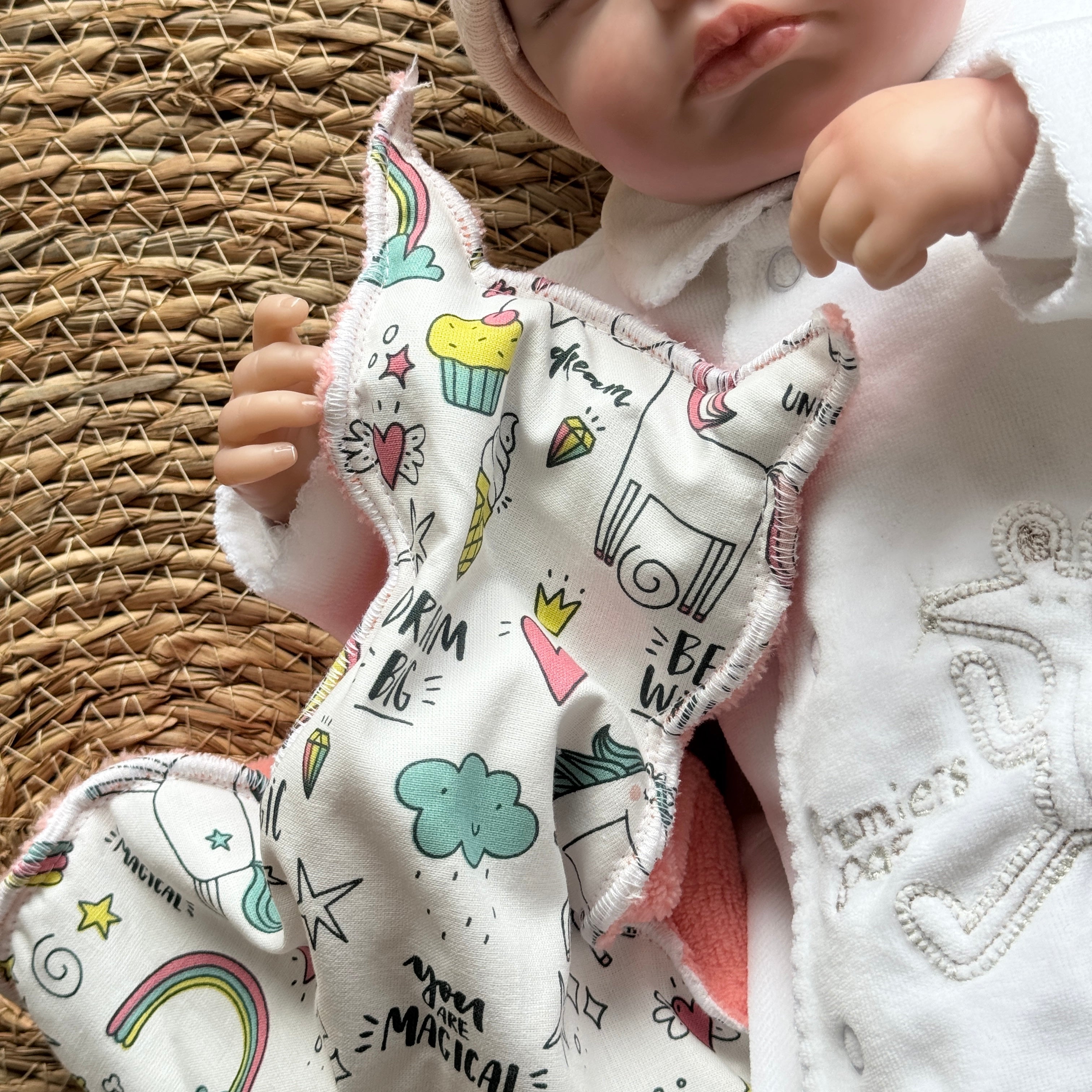 Bouillotte Chat licorne saumon/blanc