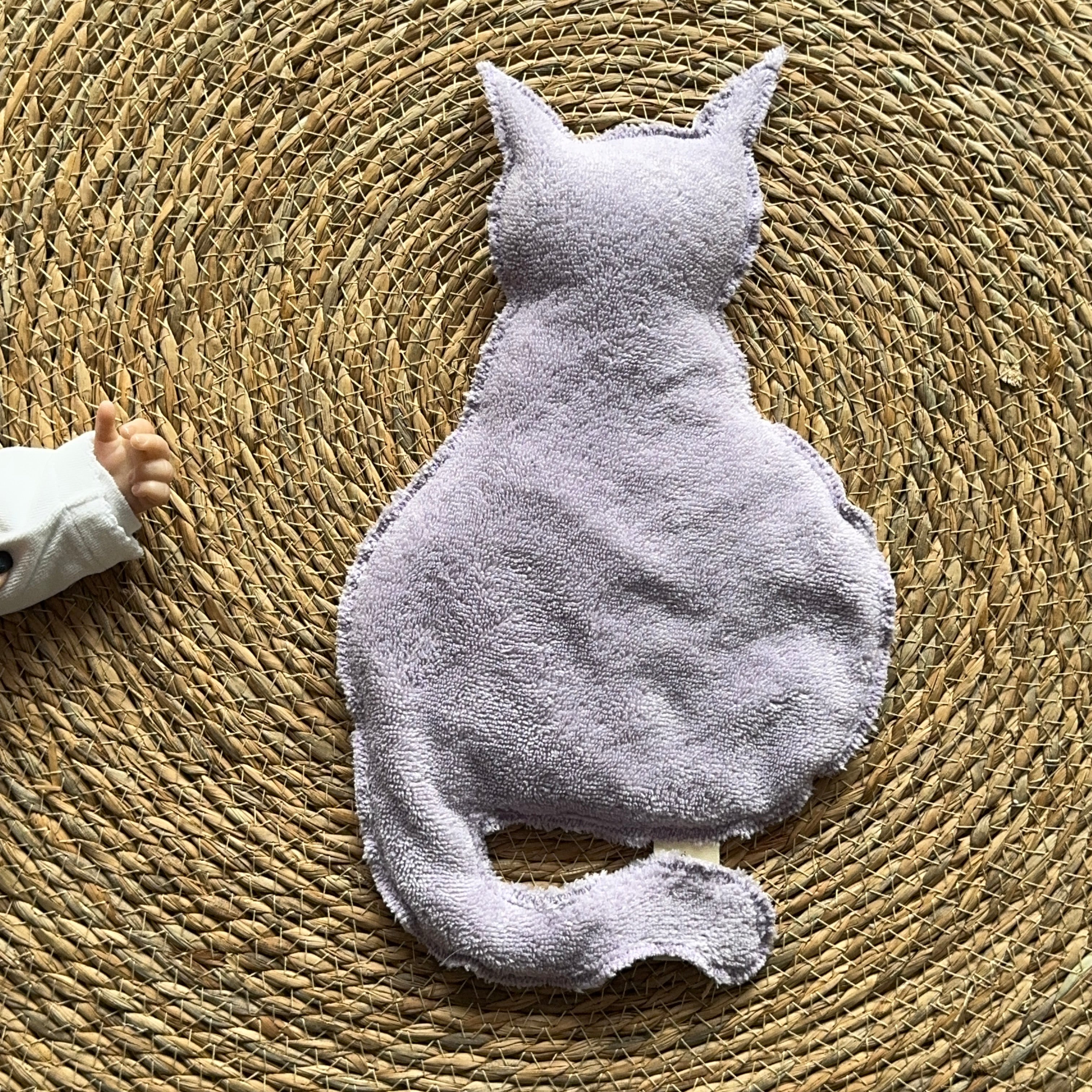 Bouillotte Chat vichy saumon/vert/mauve/coeur