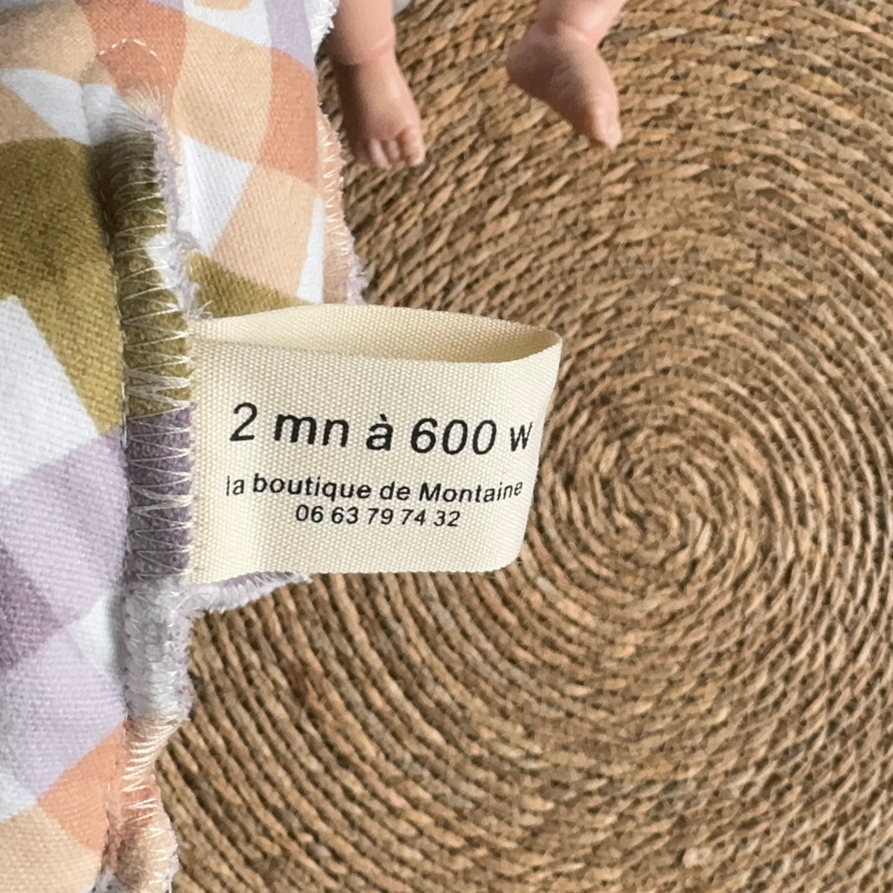 Bouillotte Ourson vichy mauve/vert/saumon/coeur