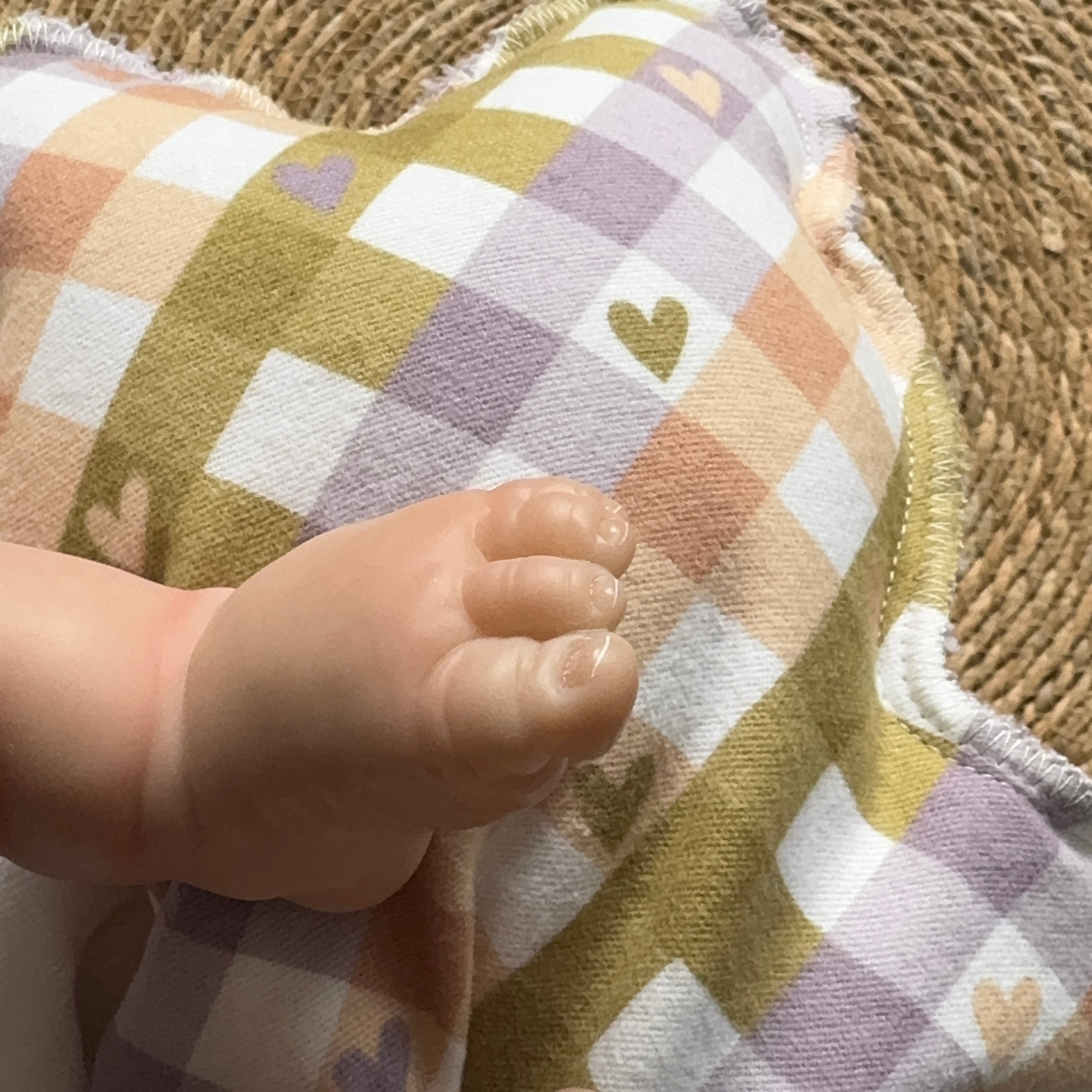 Bouillotte Ourson vichy mauve/vert/saumon/coeur