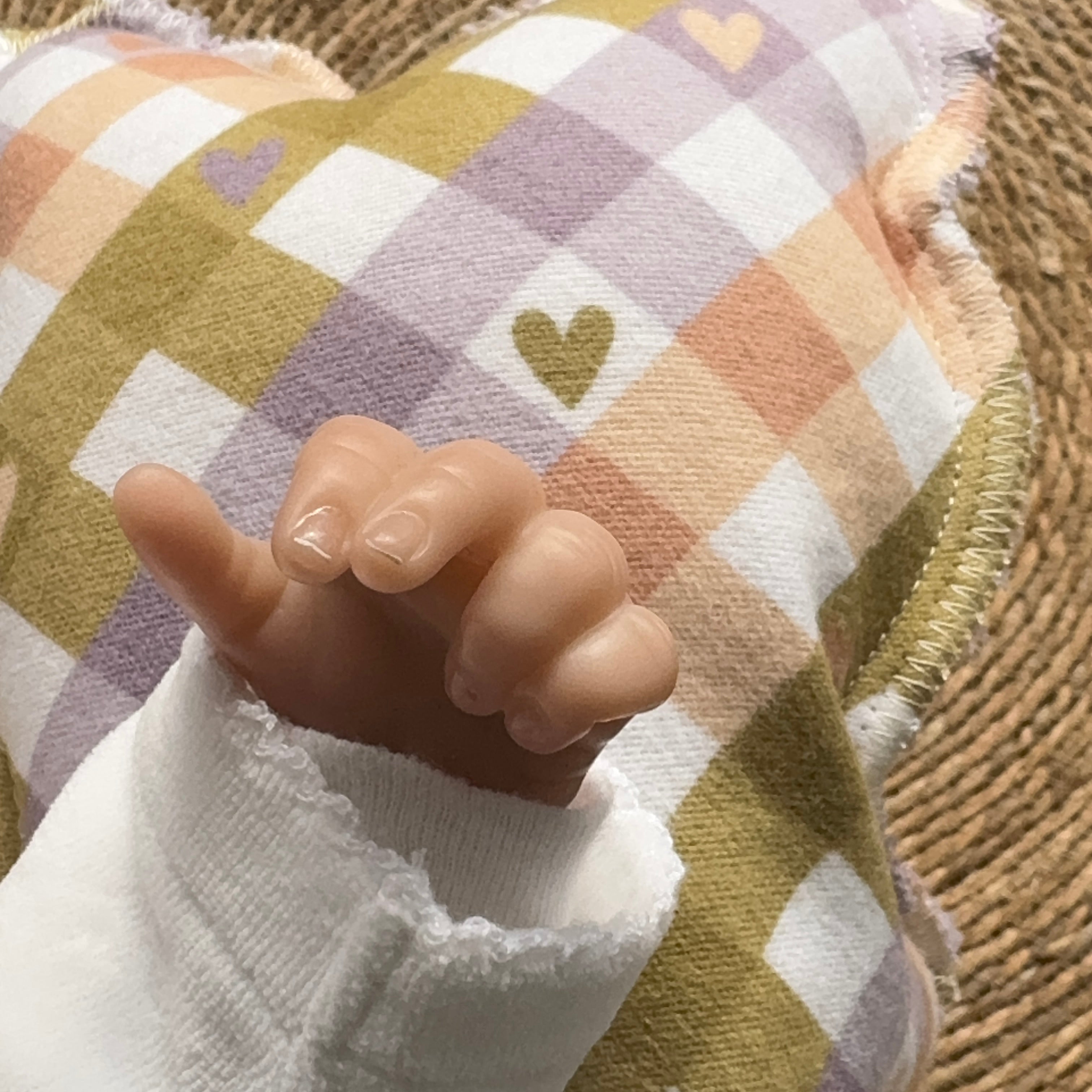 Bouillotte Ourson vichy mauve/vert/saumon/coeur