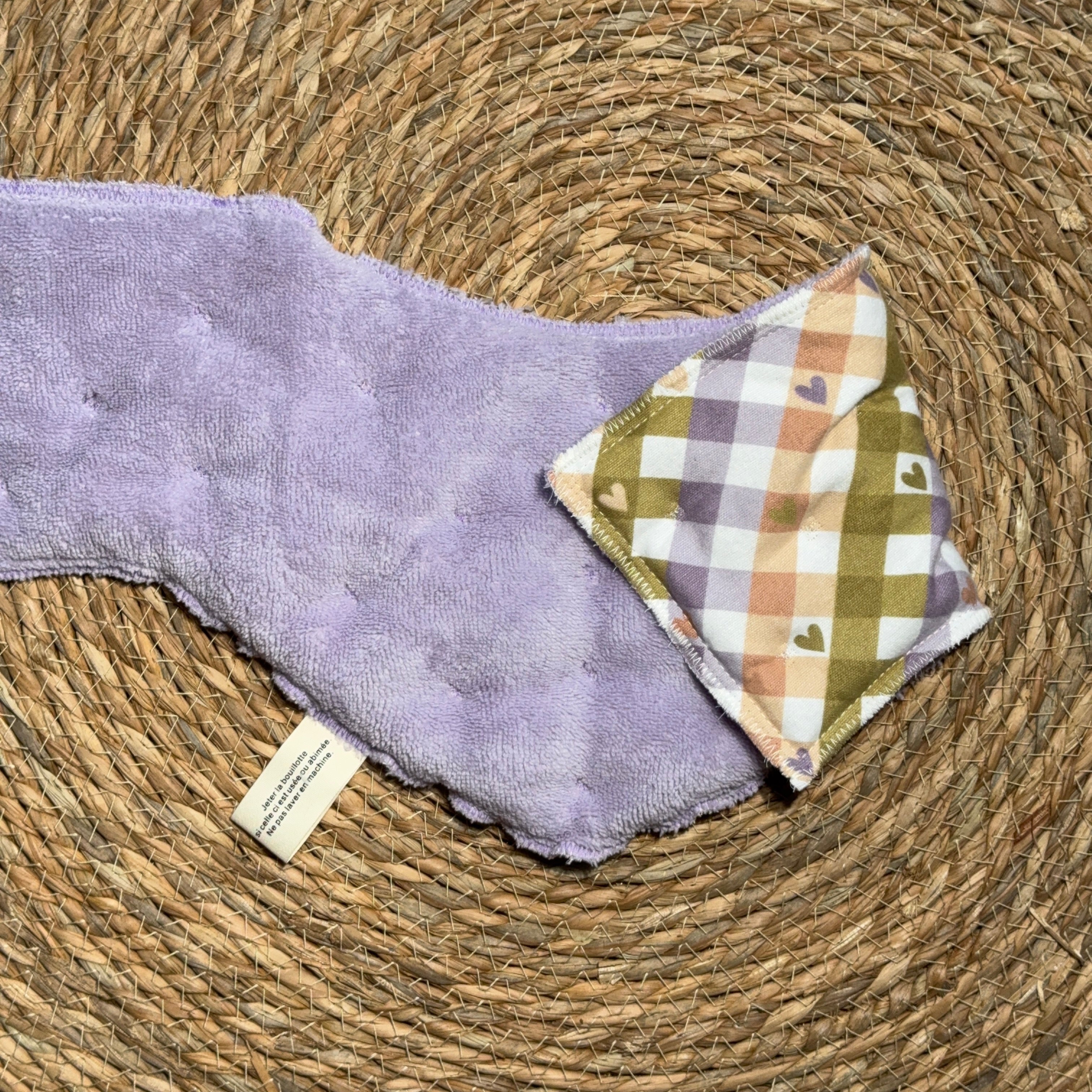 Bouillotte Tour de cou ergonomique vichy saumon/vert/mauve/coeur