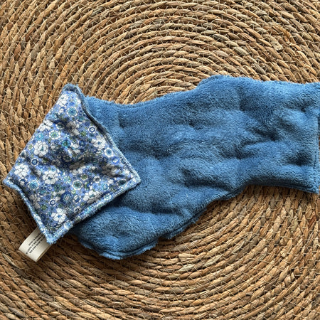 Bouillotte Tour de cou ergonomique fleurs/bleu/bleu