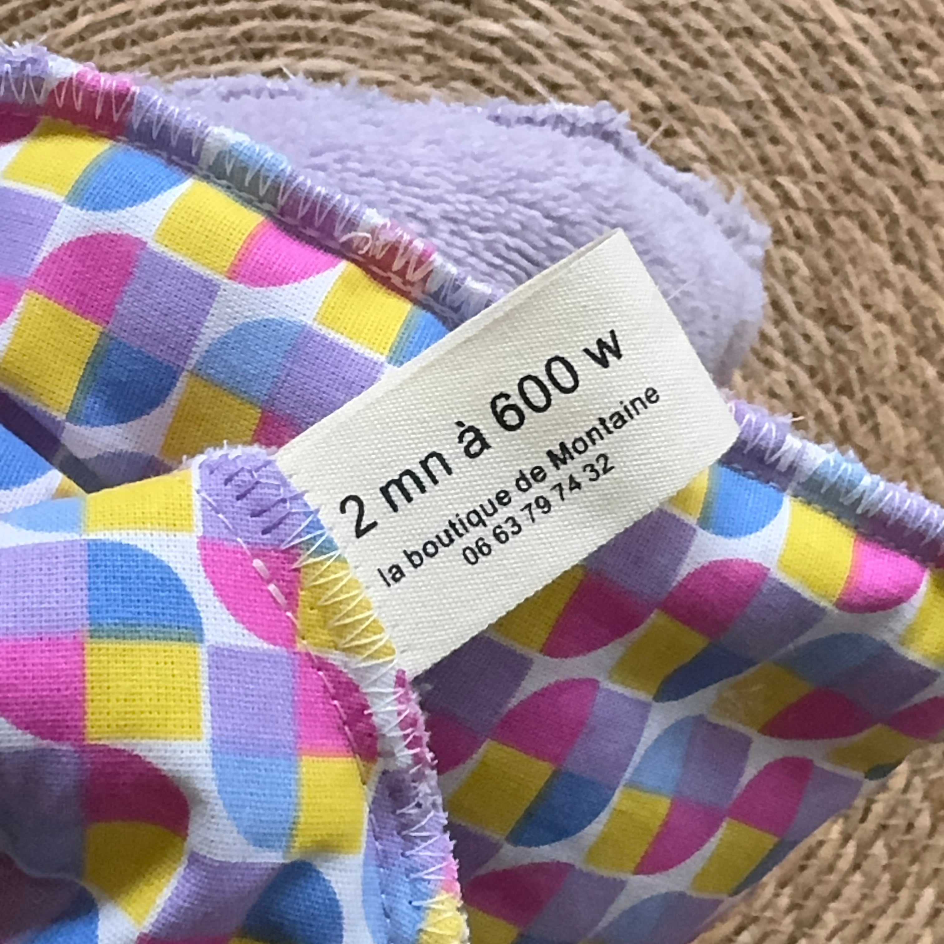 DERNIÈRE CHANCE - Bouillotte Tour de cou ergonomique graphique mauve/Jaune/rose