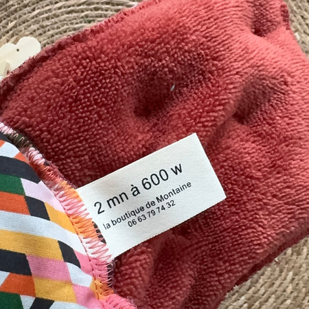 Bouillotte Tour de cou ergonomique grahique brique/ivoire/vert