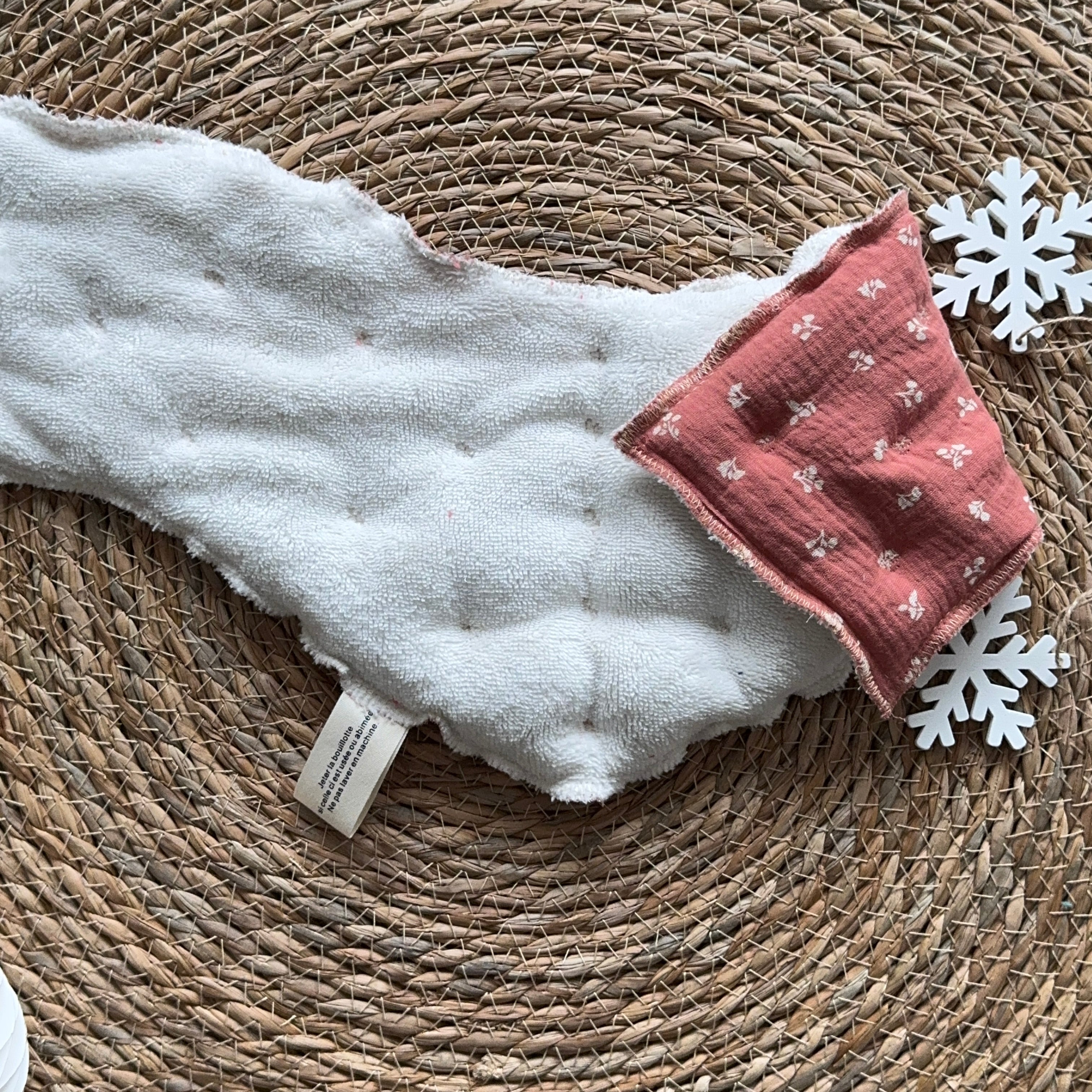 Bouillotte Tour de cou ergonomique double gaze terracota  ivoire