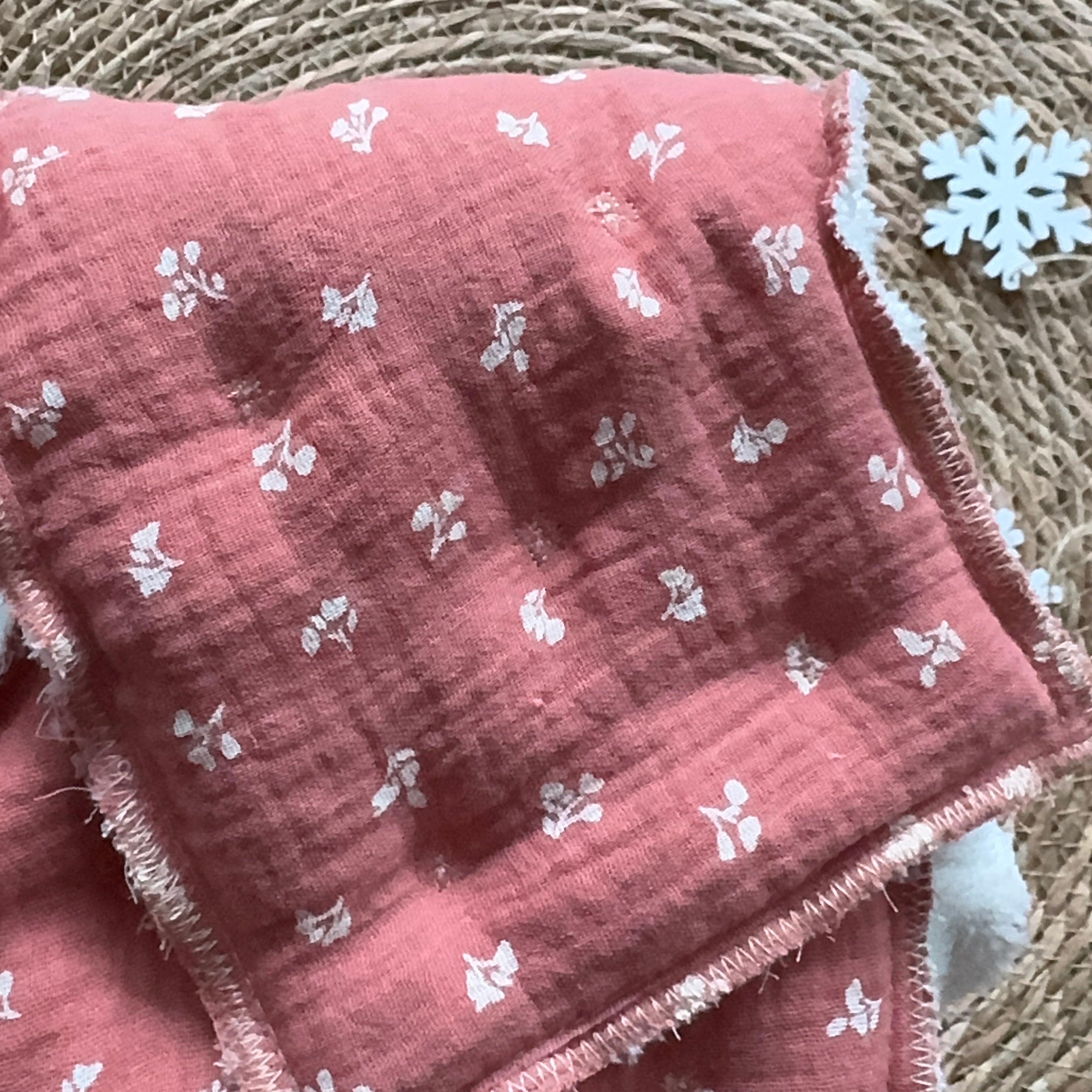 Bouillotte Tour de cou ergonomique double gaze terracota  ivoire