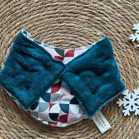 Bouillotte Tour de cou ergonomique graphique bleu canard bordeaux