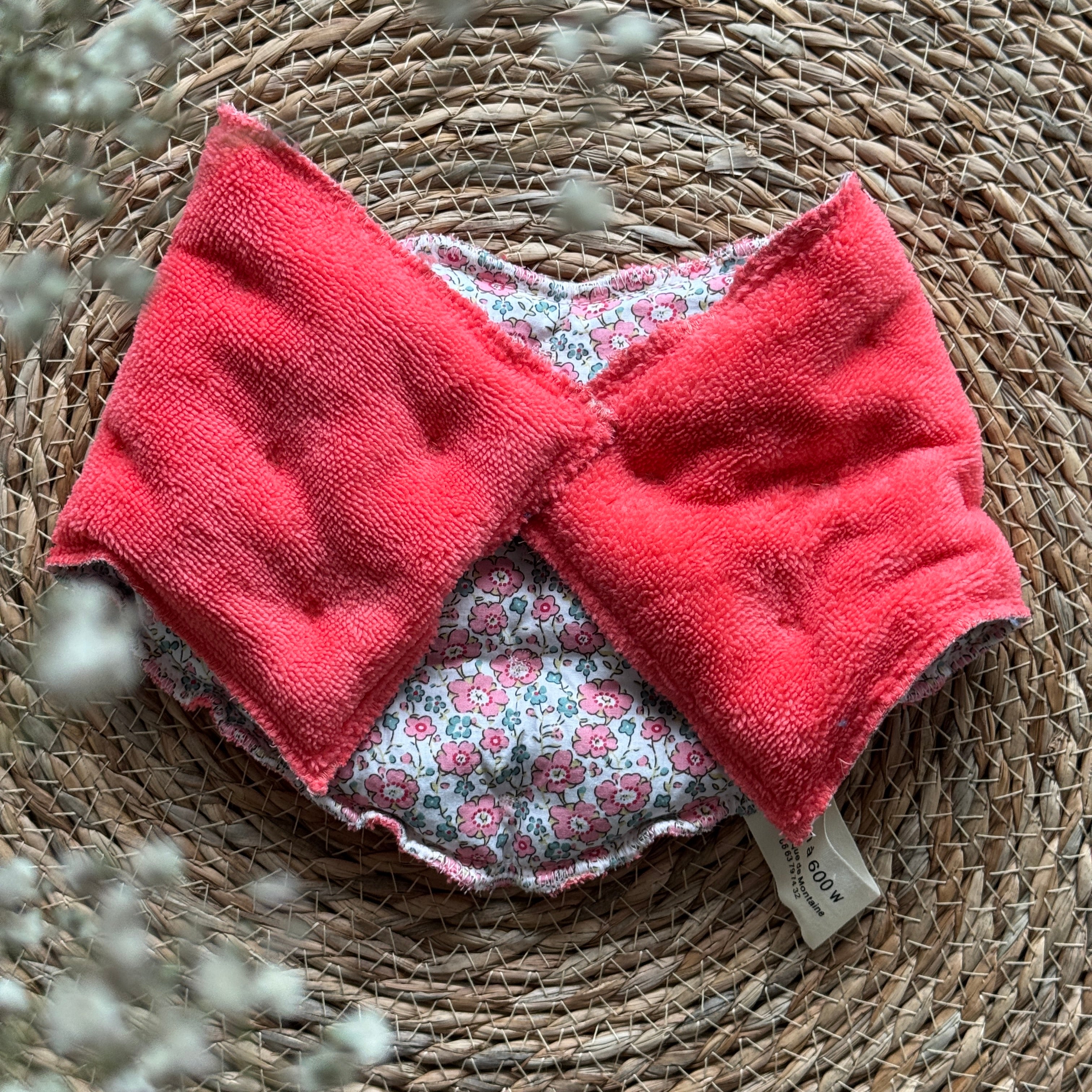 Bouillotte Tour de cou ergonomique fleur rose/orange/corail