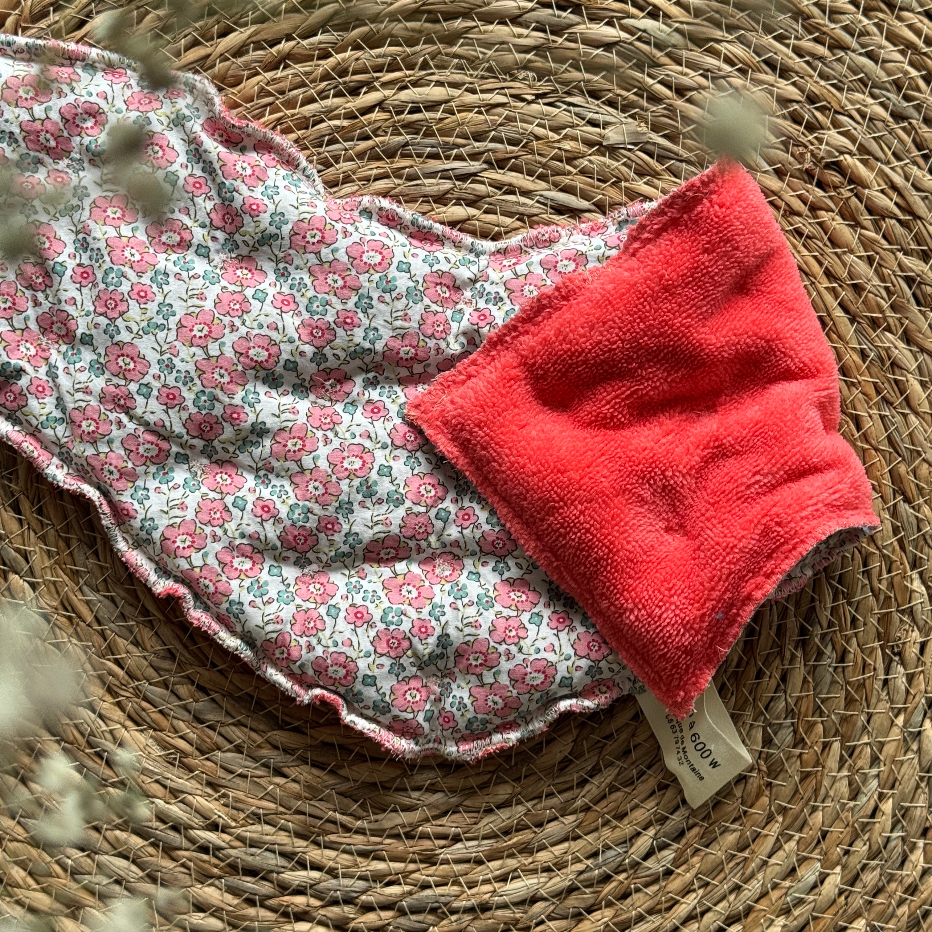 Bouillotte Tour de cou ergonomique fleur rose/orange/corail