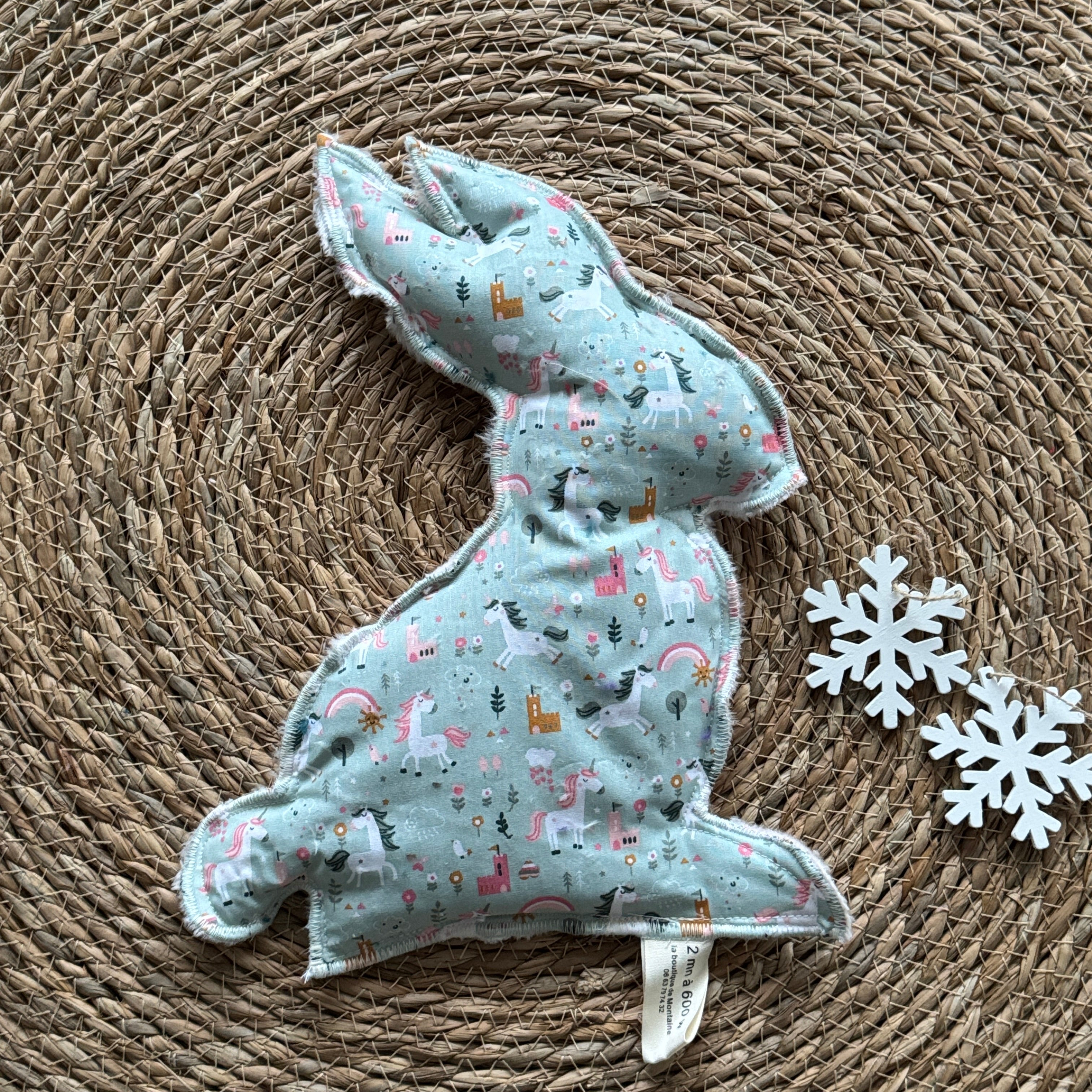 Bouillotte Lapin Licorne rose pâle / vert