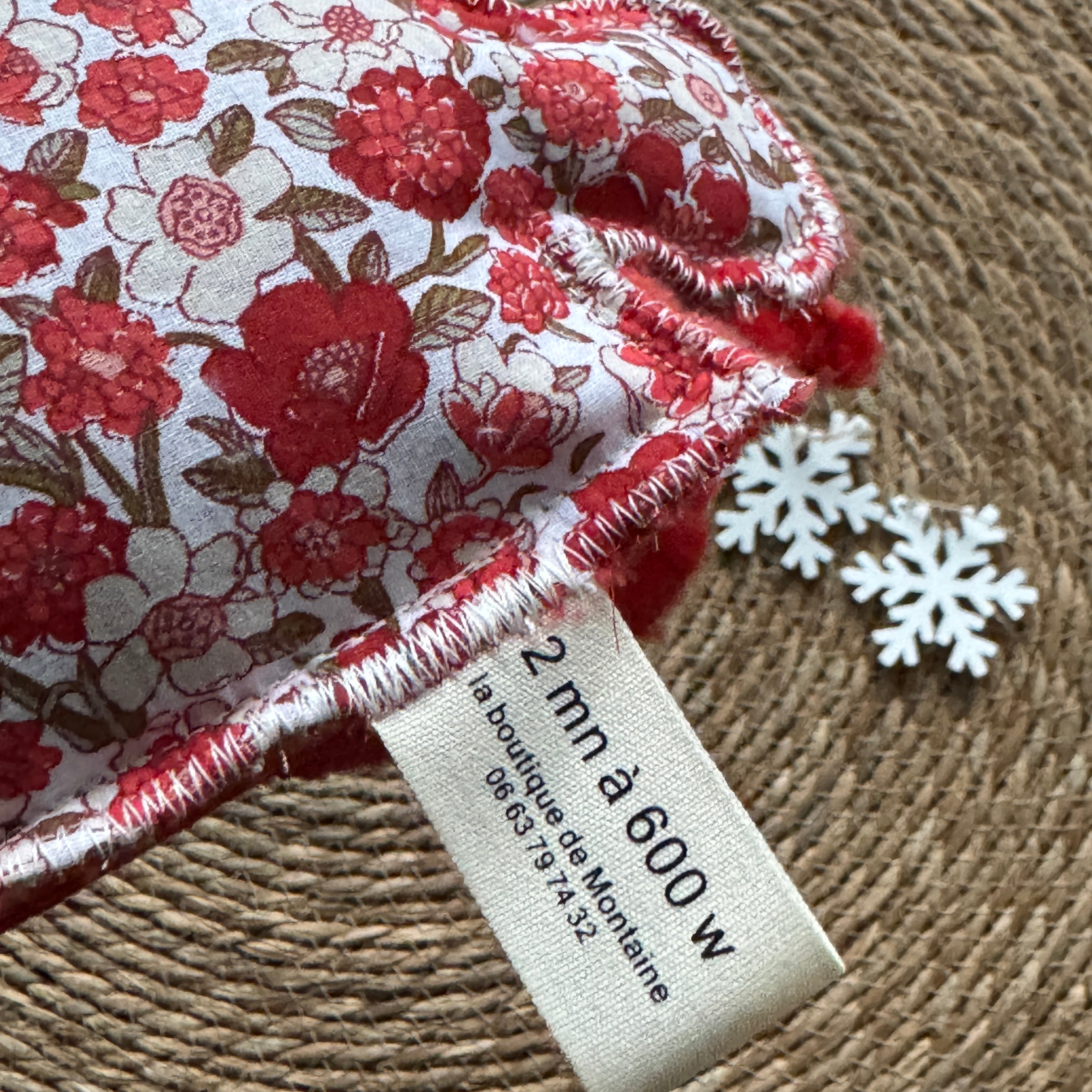 Bouillotte Lapin fleurs rouge/rouge