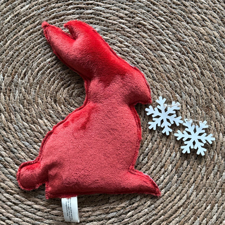 Bouillotte Lapin fleurs rouge/rouge